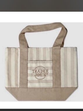 NWT Trader Joe's Beige Striped Tote Bag